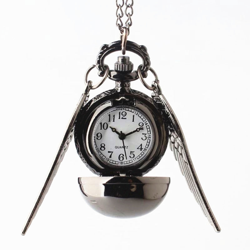 Fiction Edge | Harry Potter Snitch Pocket Watch Necklace | Retro Quidditch Ornament