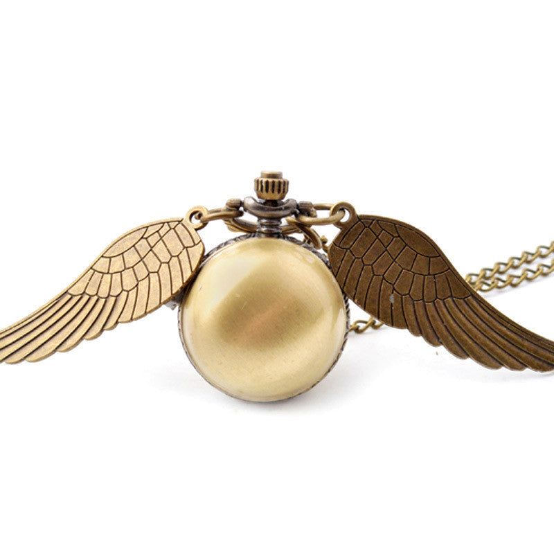Fiction Edge | Harry Potter Snitch Pocket Watch Necklace | Retro Quidditch Ornament