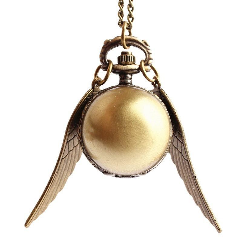 Fiction Edge | Harry Potter Snitch Pocket Watch Necklace | Retro Quidditch Ornament