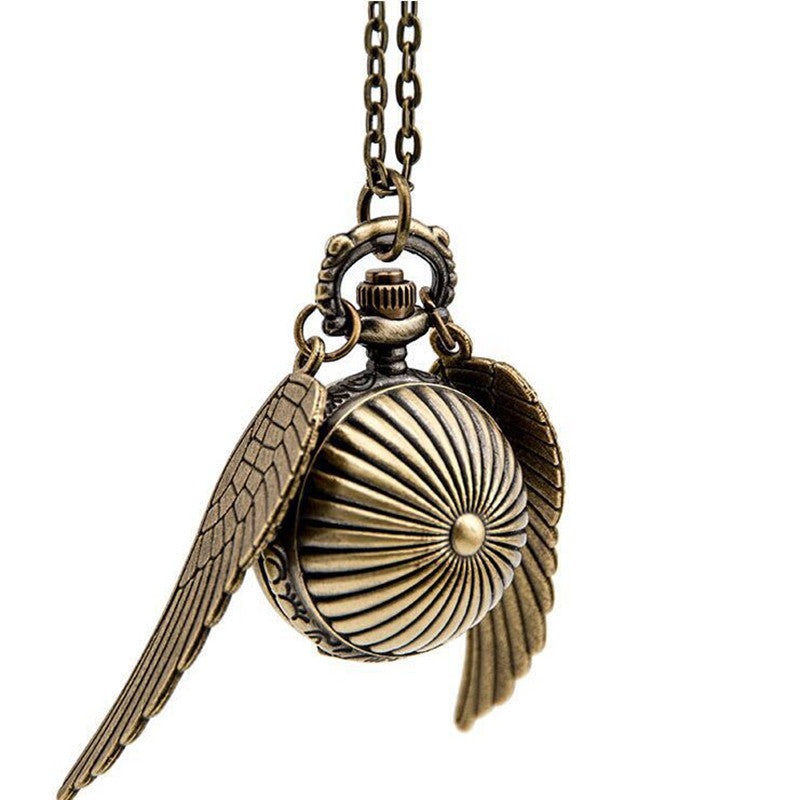 Fiction Edge | Harry Potter Snitch Pocket Watch Necklace | Retro Quidditch Ornament