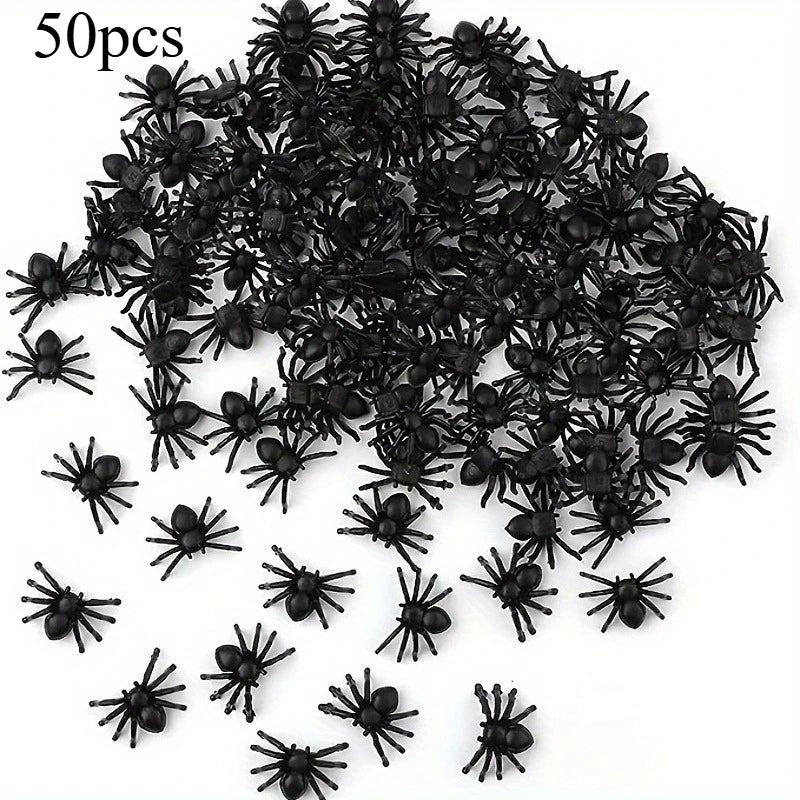 Realistic Black Spiders – Halloween & Haunted House Decor
