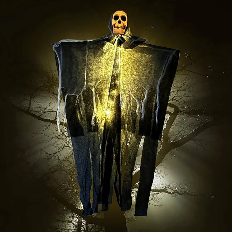 Halloween Glowing Skull Ghost – Hanging Skeleton Gauze