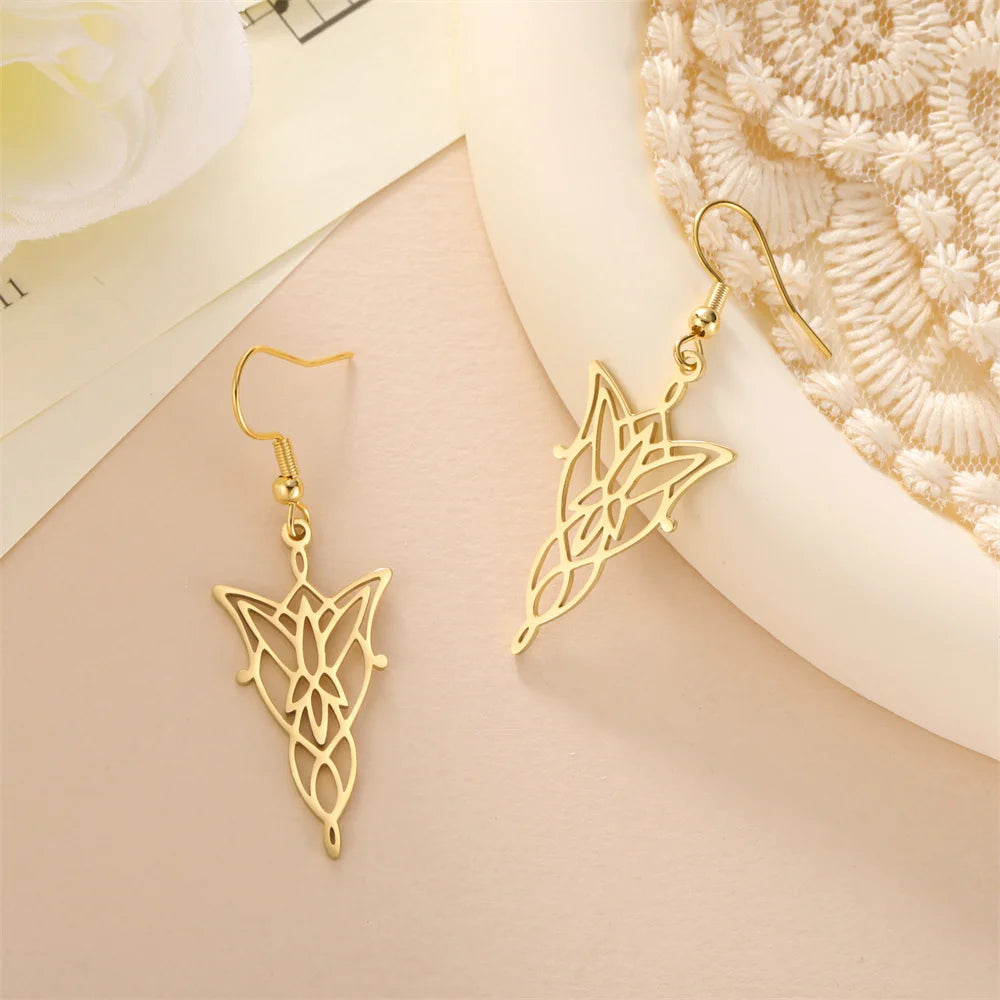 Elven Princes Earrings | LOTR Dangle Hoop Charms | Fiction Edge