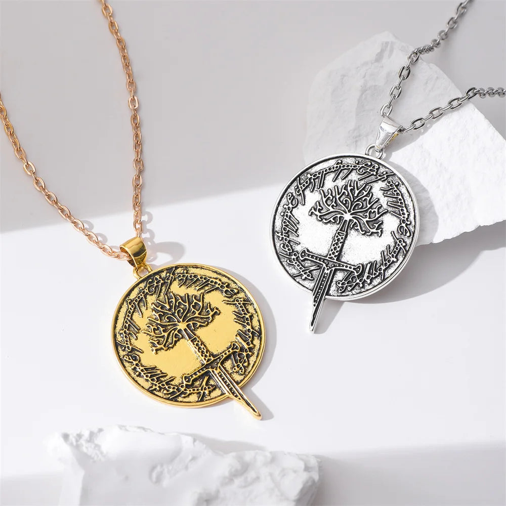 Tree of Gondor & Narsil Necklace | LOTR Broken Sword Pendant | Flame of the West