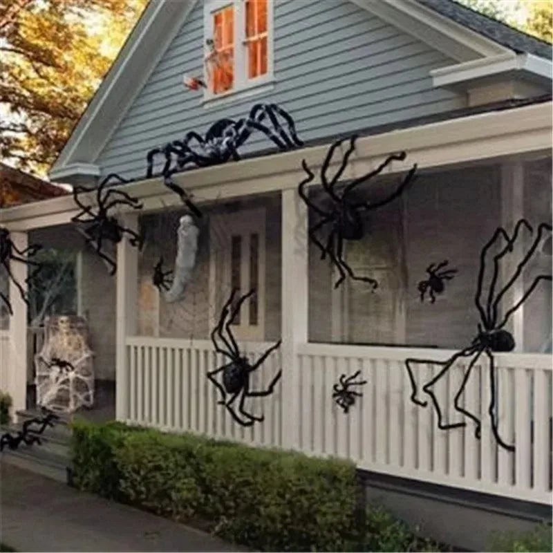 Giant Plush Black Spider – Scary Halloween Decoration (30–200cm)
