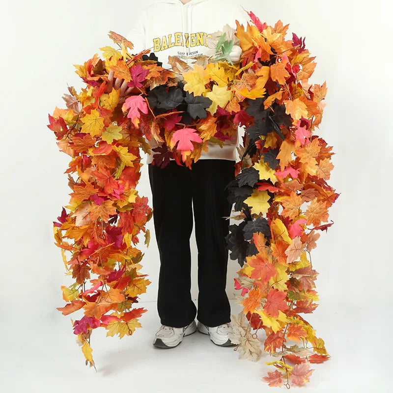180cm Autumn Maple Leaf Garland – Fall, Halloween & Christmas Decoration