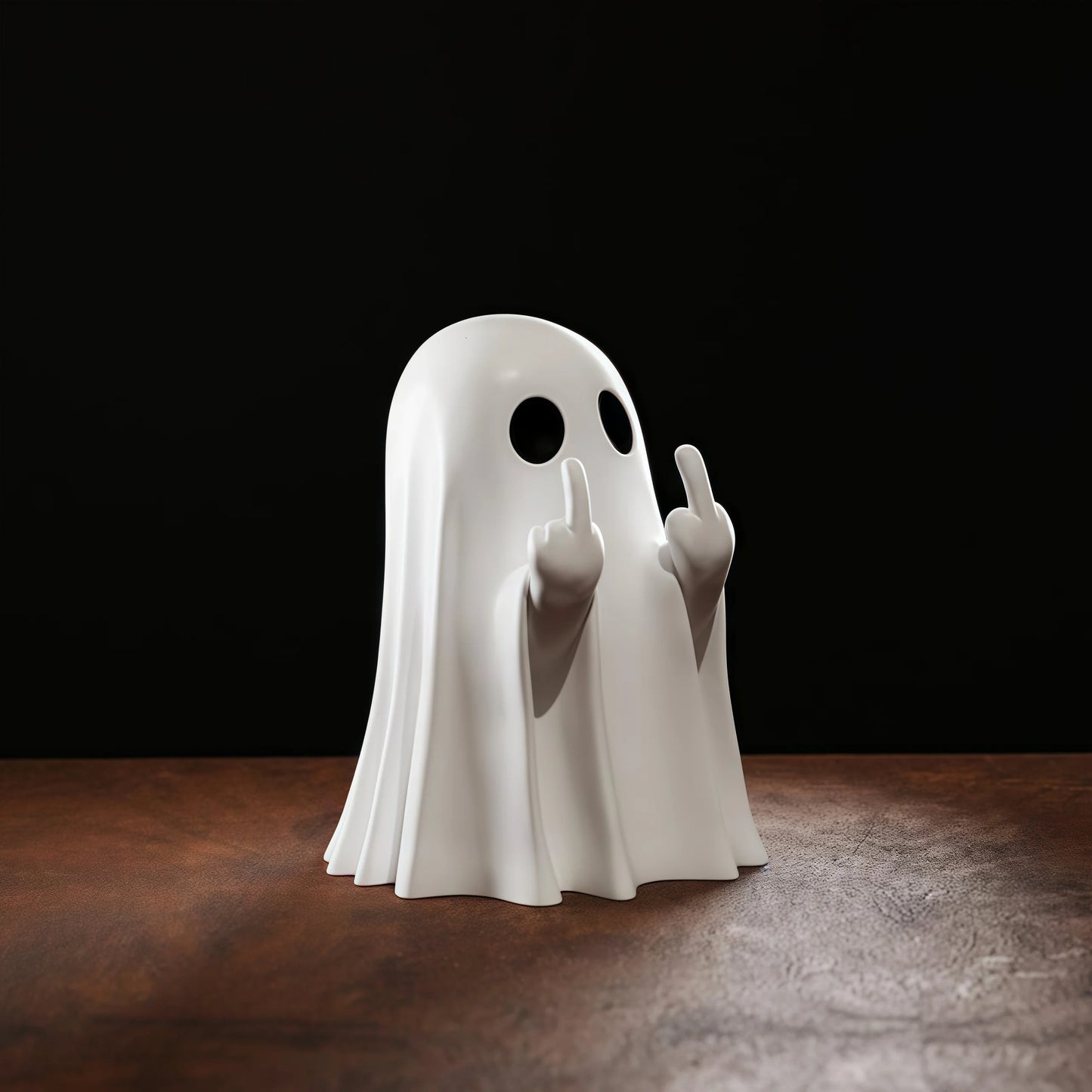 Cute Middle Finger Ghost Statue – Funny Small Halloween Table Décor