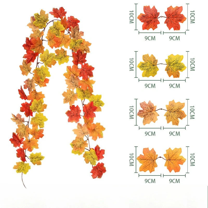 180cm Autumn Maple Leaf Garland – Fall, Halloween & Christmas Decoration