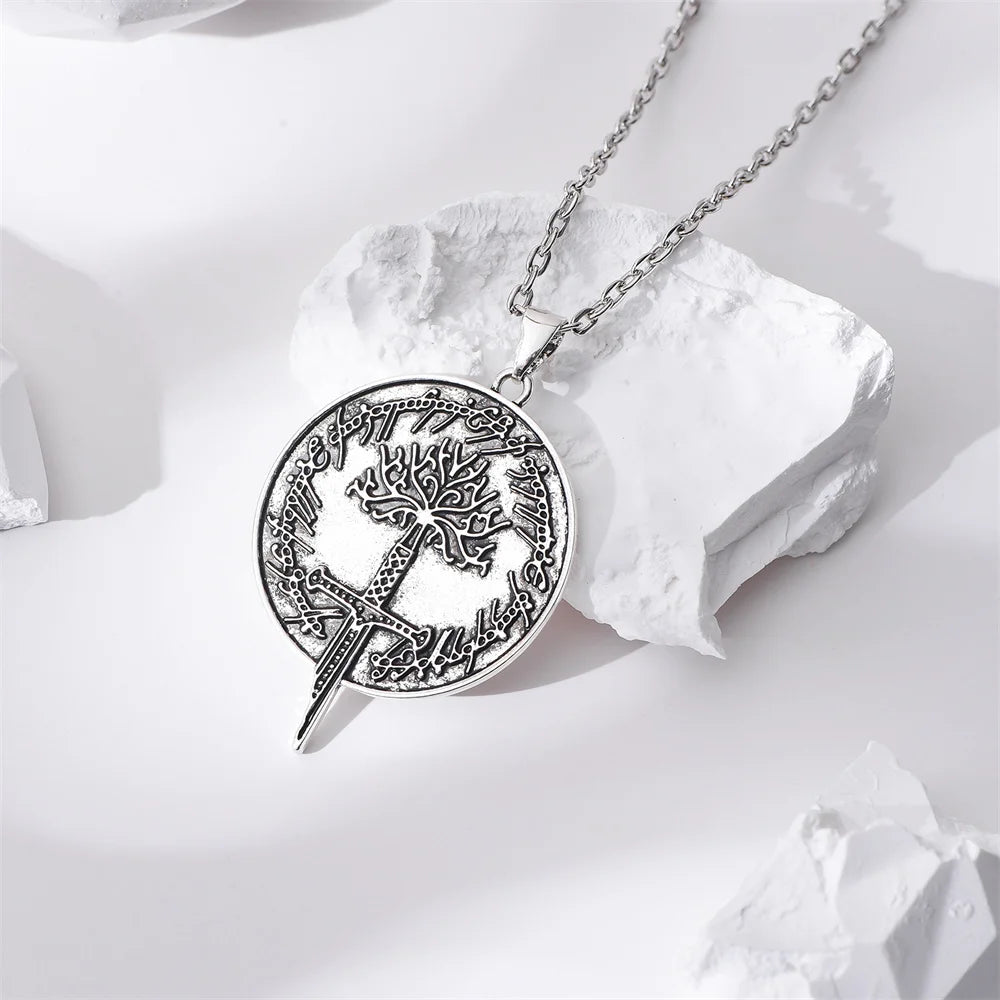 Tree of Gondor & Narsil Necklace | LOTR Broken Sword Pendant | Flame of the West