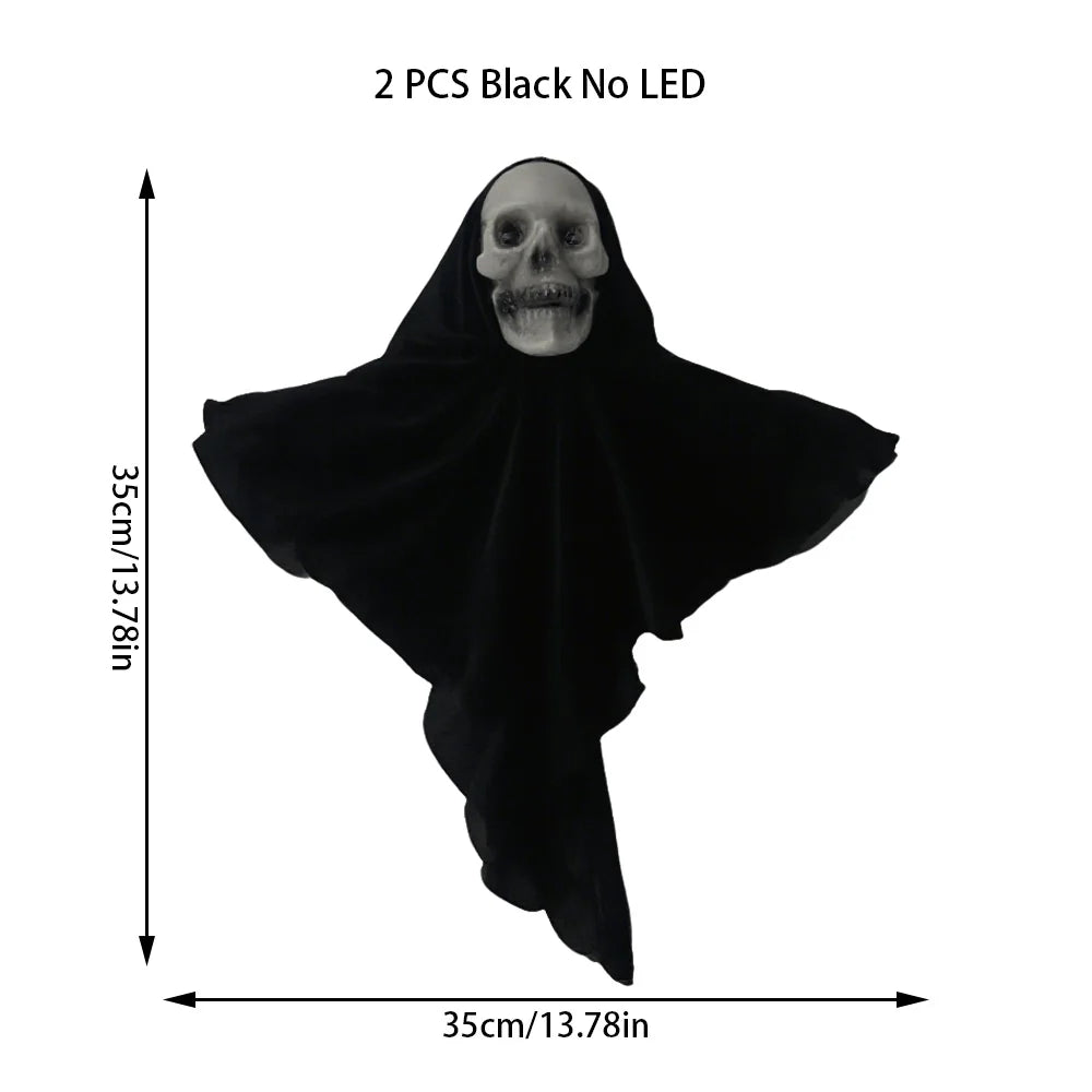 2pcs Hanging Skull Ghosts – Halloween Party & Outdoor Horror Props
