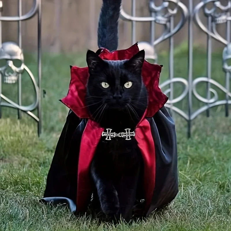 Pet Vampire Cape & Collar – Halloween Costume for Cats & Dogs