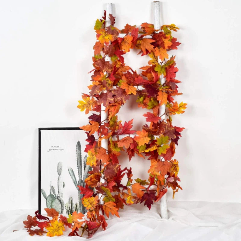 180cm Autumn Maple Leaf Garland – Fall, Halloween & Christmas Decoration