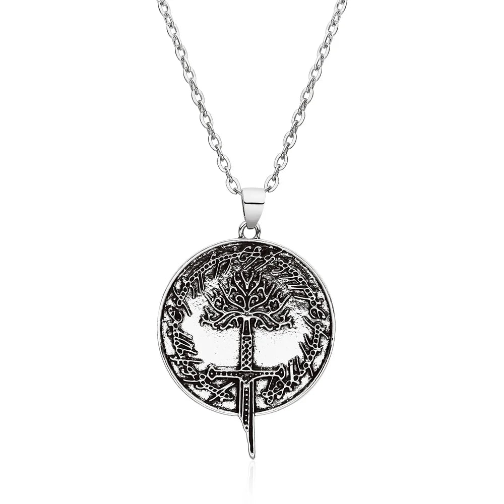 Tree of Gondor & Narsil Necklace | LOTR Broken Sword Pendant | Flame of the West