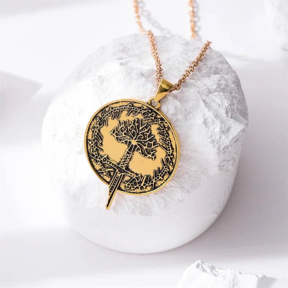 Tree of Gondor & Narsil Necklace | LOTR Broken Sword Pendant | Flame of the West
