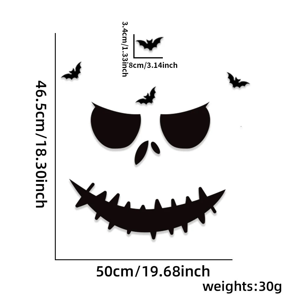 Halloween Window & Door Stickers – Ghost, Skeleton Hand, Pumpkin & Witch Décor