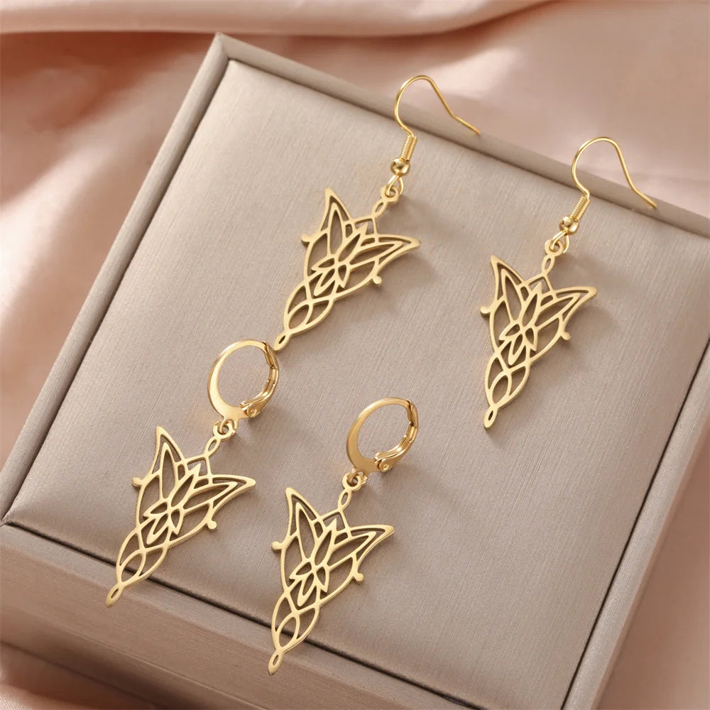 Elven Princes Earrings | LOTR Dangle Hoop Charms | Fiction Edge