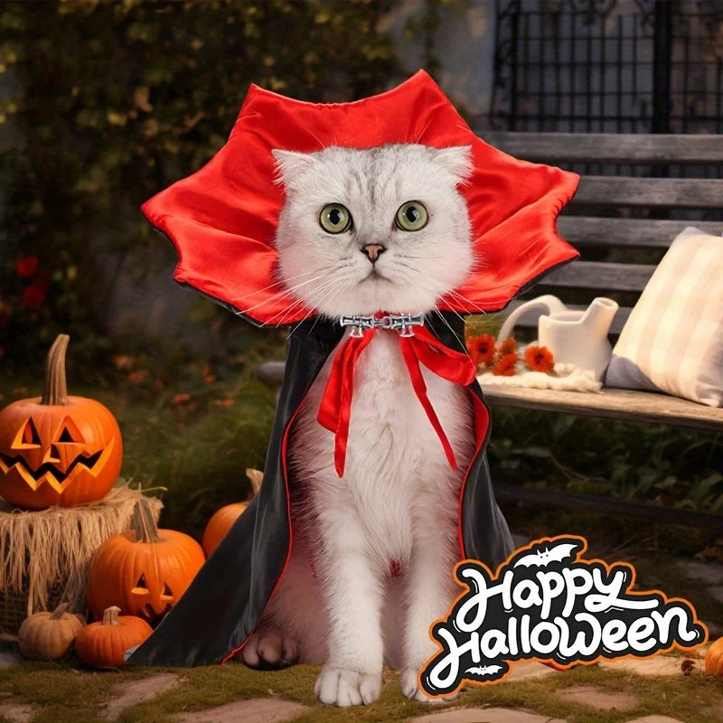 Pet Vampire Cape & Collar – Halloween Costume for Cats & Dogs