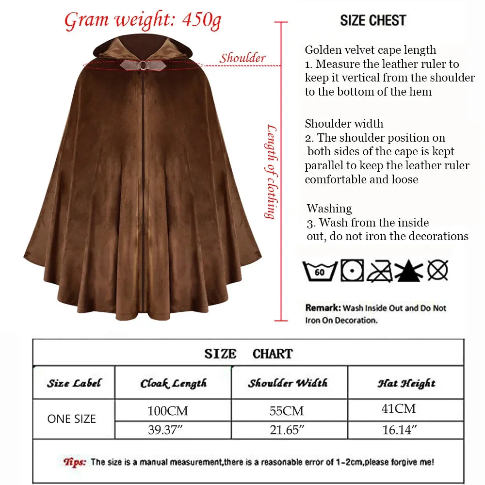 Gothic Hooded Cape | Medieval Velvet Cloak | FictionEdge