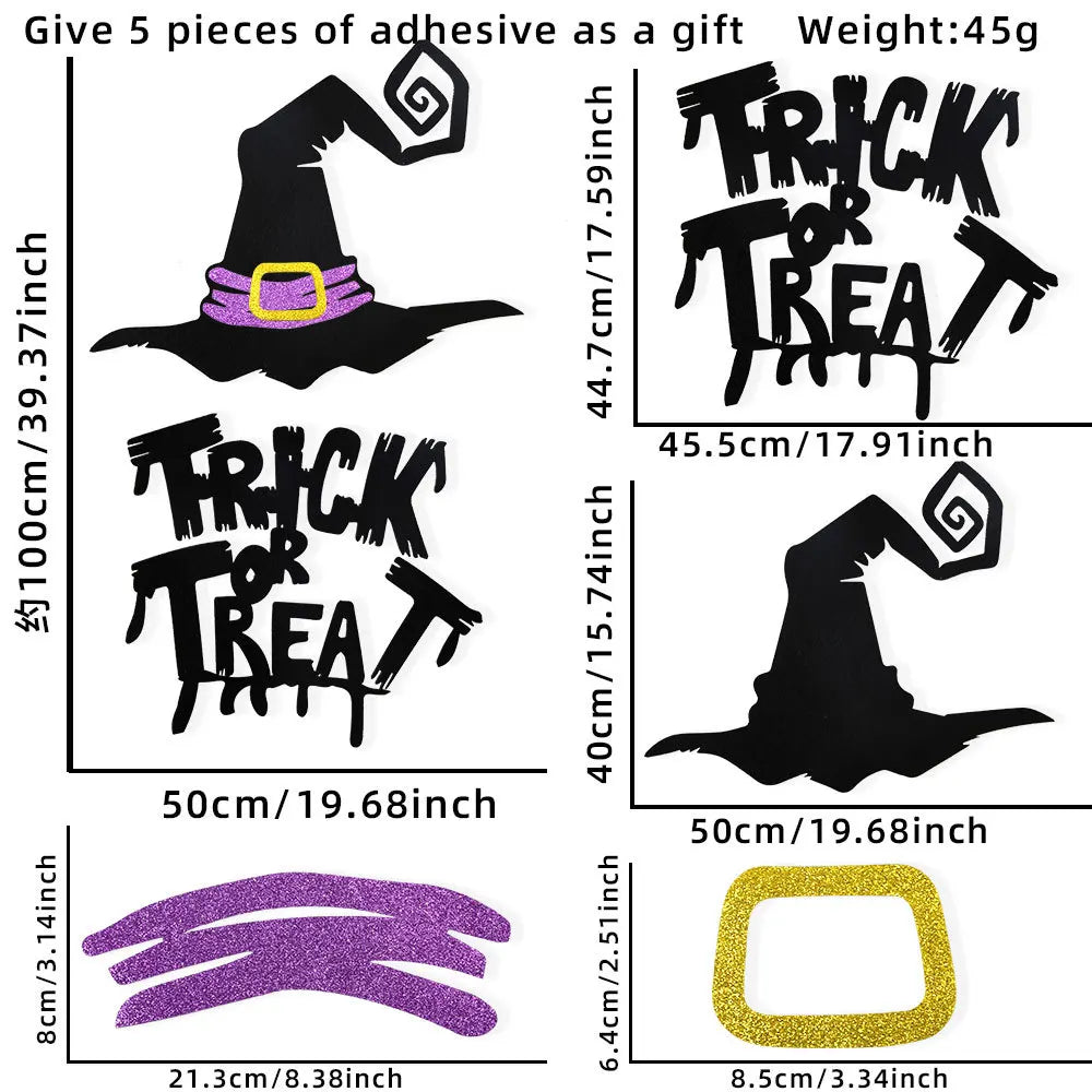 Halloween Window & Door Stickers – Ghost, Skeleton Hand, Pumpkin & Witch Décor