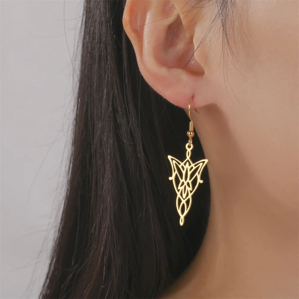 Elven Princes Earrings | LOTR Dangle Hoop Charms | Fiction Edge