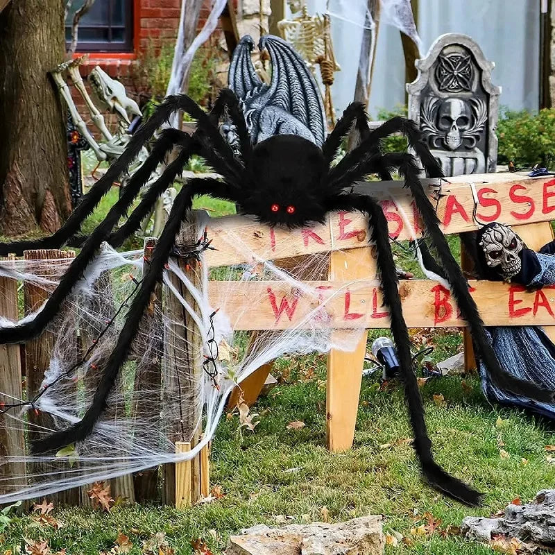 Giant Plush Black Spider – Scary Halloween Decoration (30–200cm)