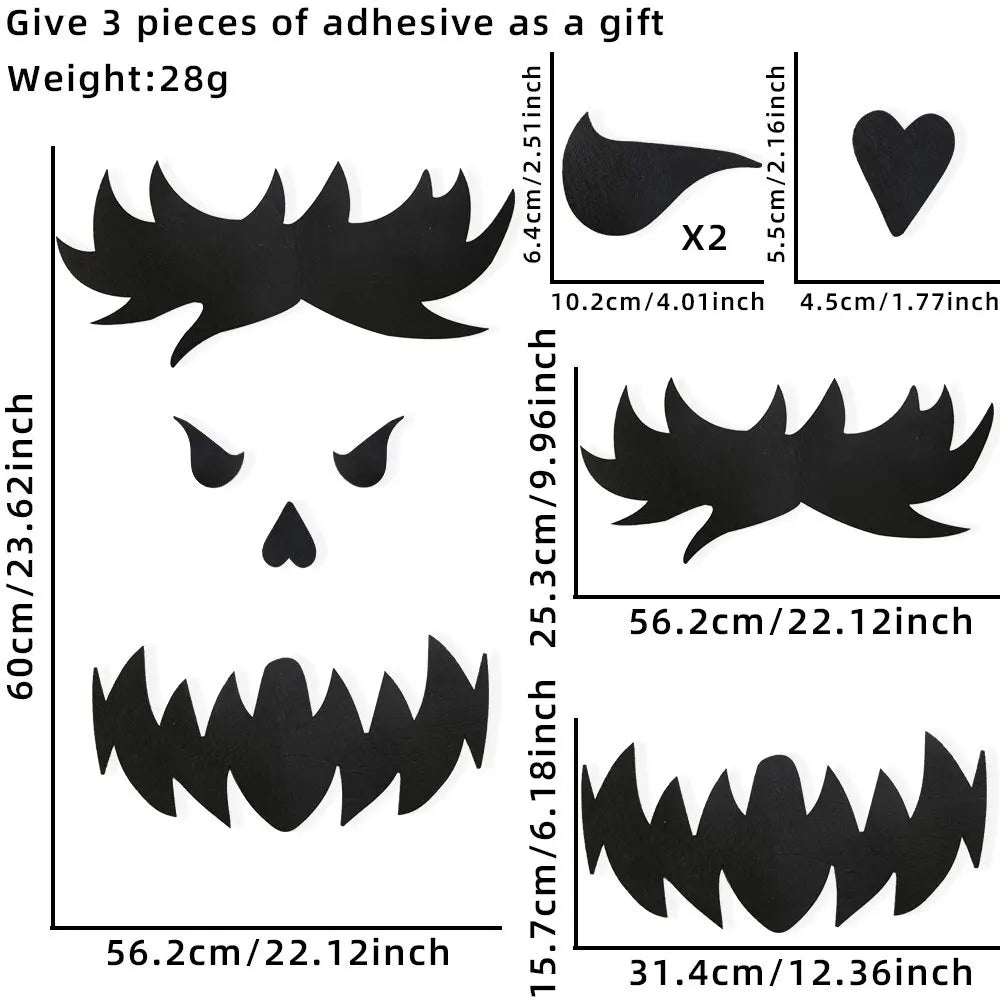 Halloween Window & Door Stickers – Ghost, Skeleton Hand, Pumpkin & Witch Décor
