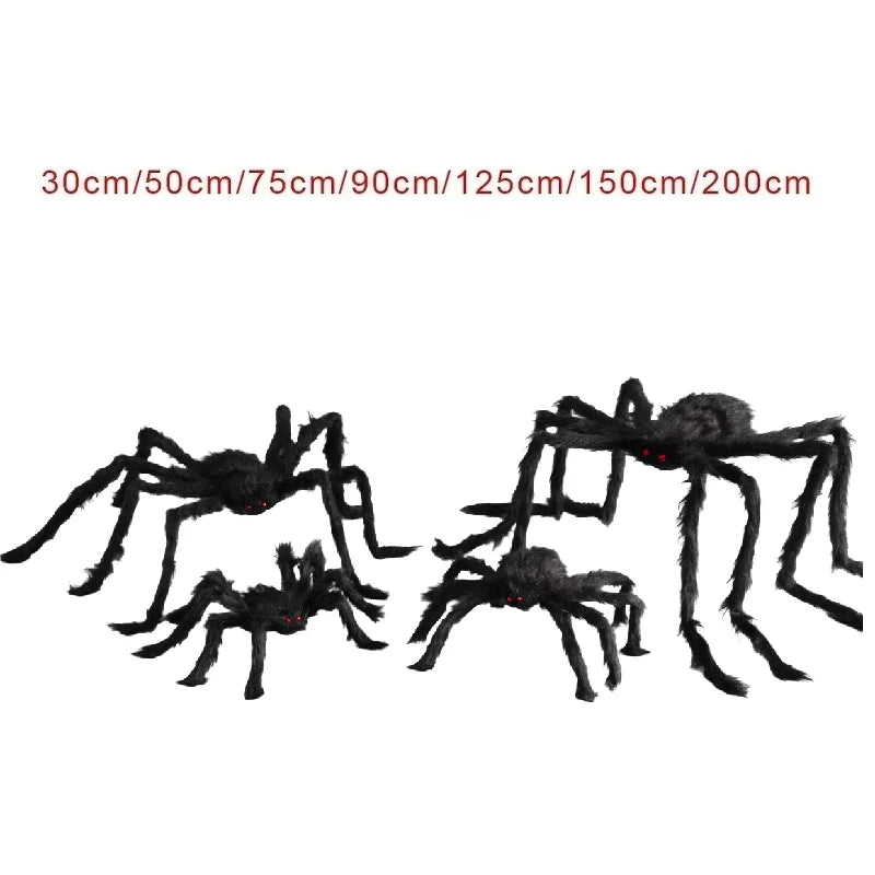Giant Plush Black Spider – Scary Halloween Decoration (30–200cm)