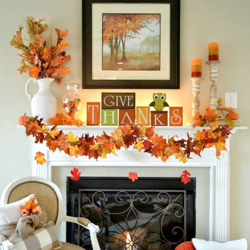 180cm Autumn Maple Leaf Garland – Fall, Halloween & Christmas Decoration