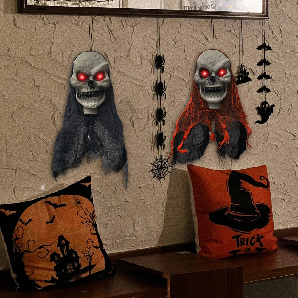 2pcs Hanging Skull Ghosts – Halloween Party & Outdoor Horror Props