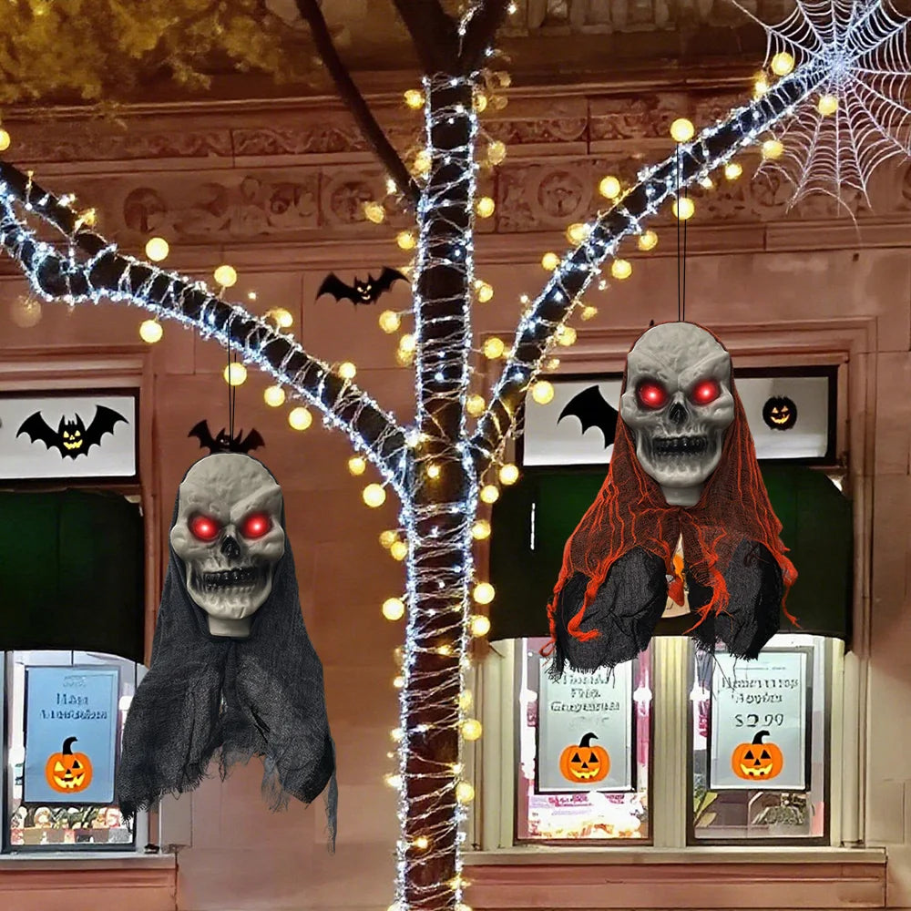 2pcs Hanging Skull Ghosts – Halloween Party & Outdoor Horror Props