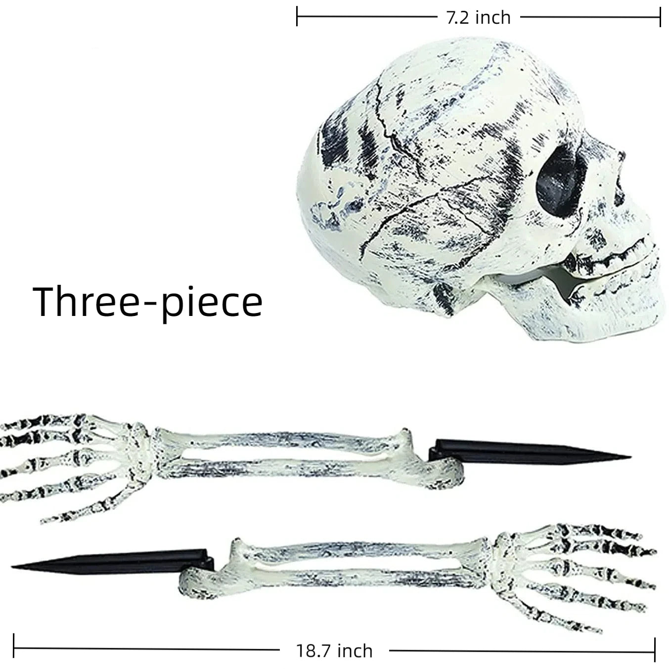Skeleton Stakes – Realistic Skull & Hand Arms for Halloween Decor