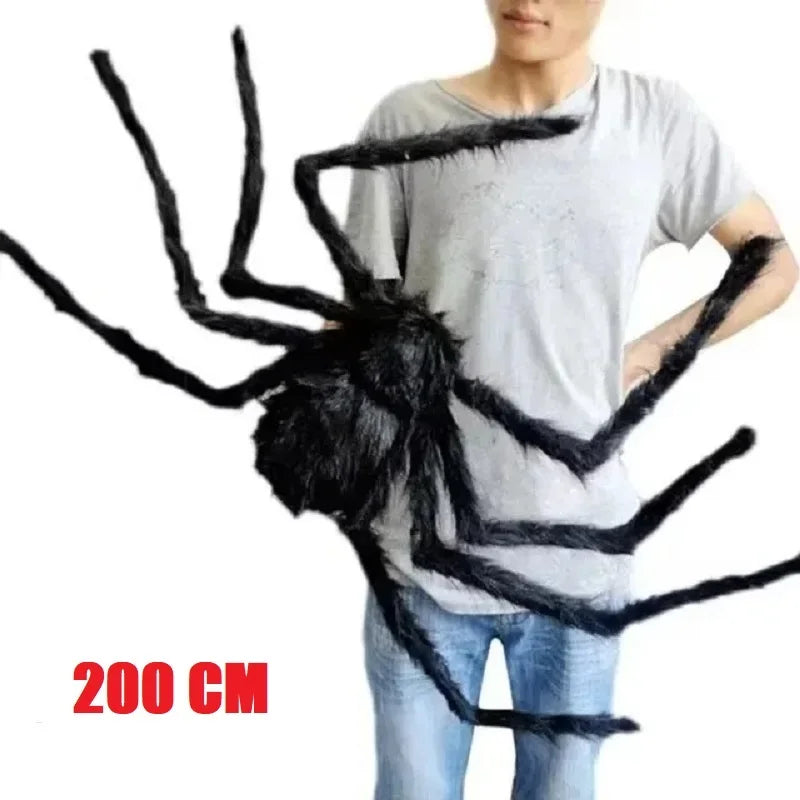 Giant Plush Black Spider – Scary Halloween Decoration (30–200cm)