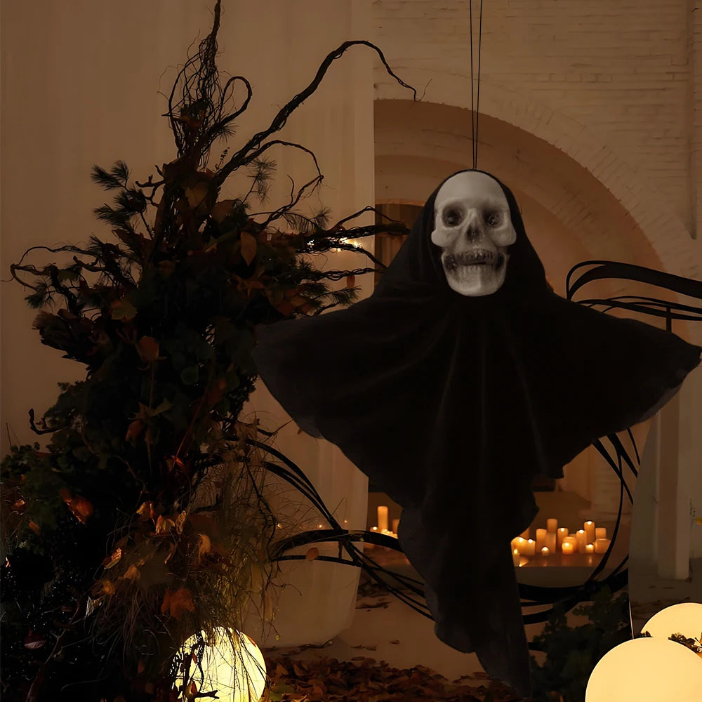 2pcs Hanging Skull Ghosts – Halloween Party & Outdoor Horror Props