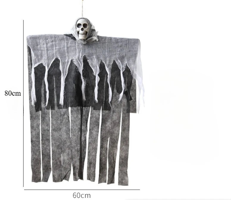 Halloween Glowing Skull Ghost – Hanging Skeleton Gauze