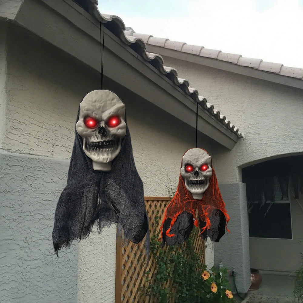2pcs Hanging Skull Ghosts – Halloween Party & Outdoor Horror Props
