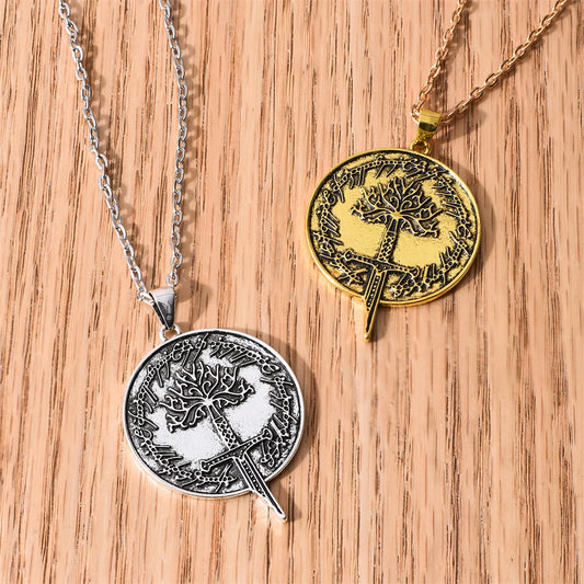 Tree of Gondor & Narsil Necklace | LOTR Broken Sword Pendant | Flame of the West