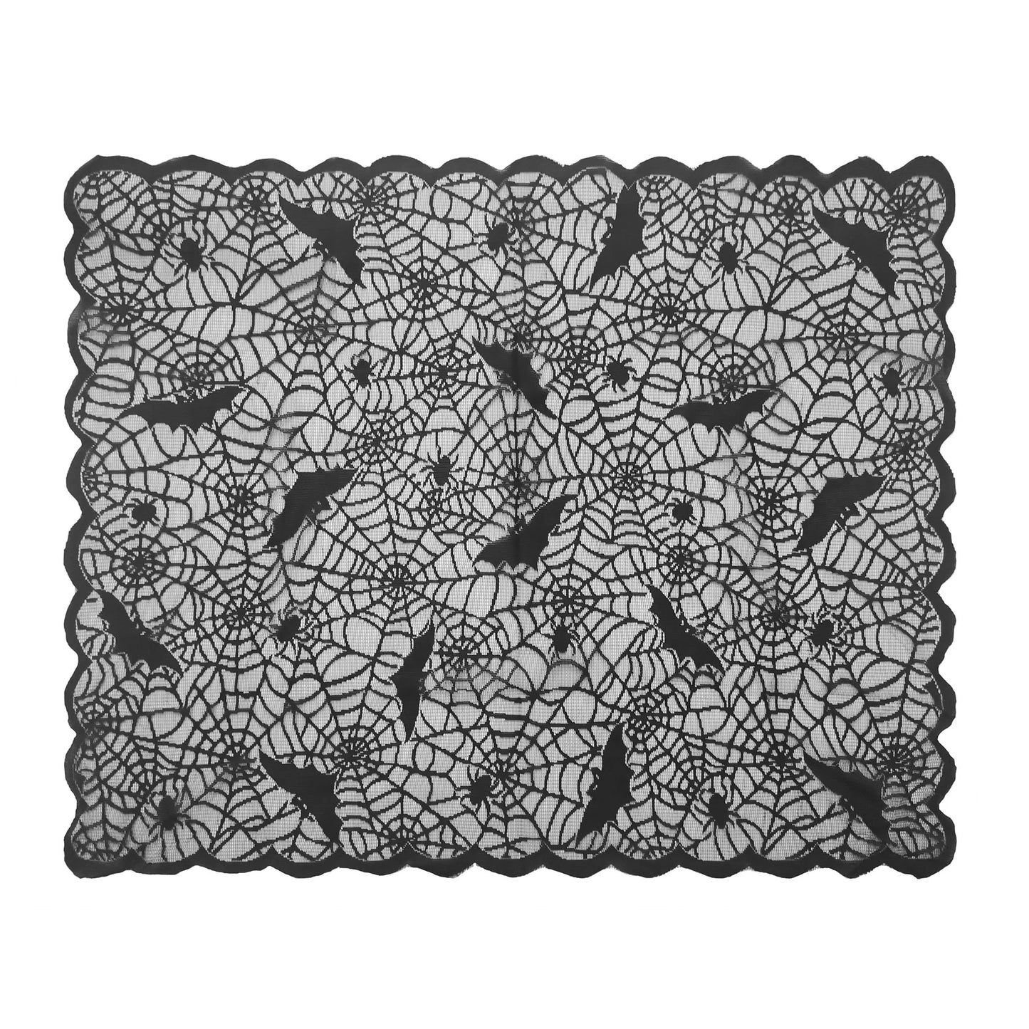 Halloween Lace Table Runner – Black Spider Web Mantel & Table Décor