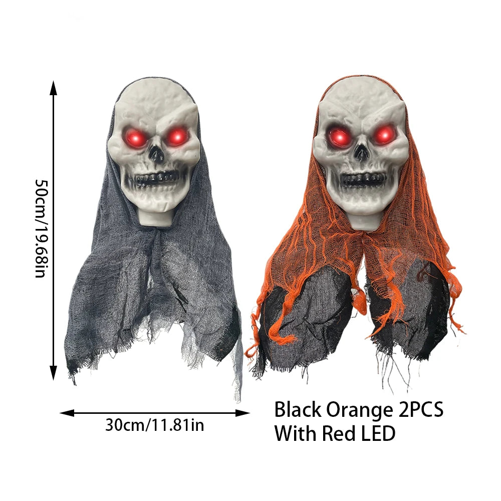 2pcs Hanging Skull Ghosts – Halloween Party & Outdoor Horror Props