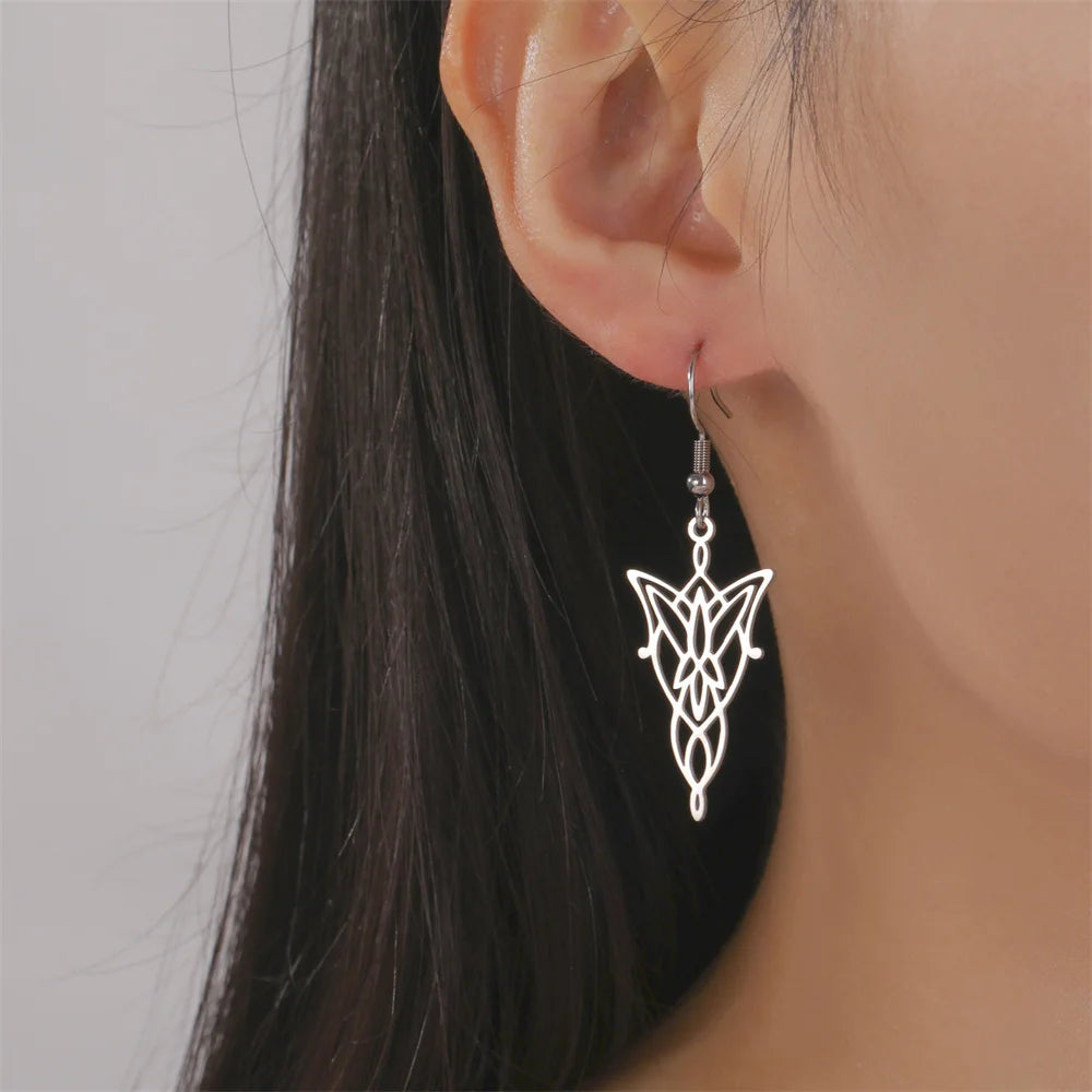 Elven Princes Earrings | LOTR Dangle Hoop Charms | Fiction Edge