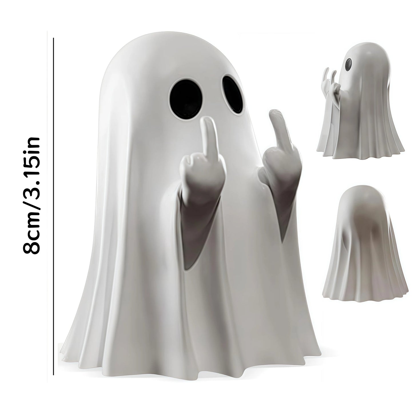 Cute Middle Finger Ghost Statue – Funny Small Halloween Table Décor