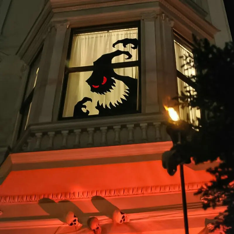 Halloween Window & Door Stickers – Ghost, Skeleton Hand, Pumpkin & Witch Décor
