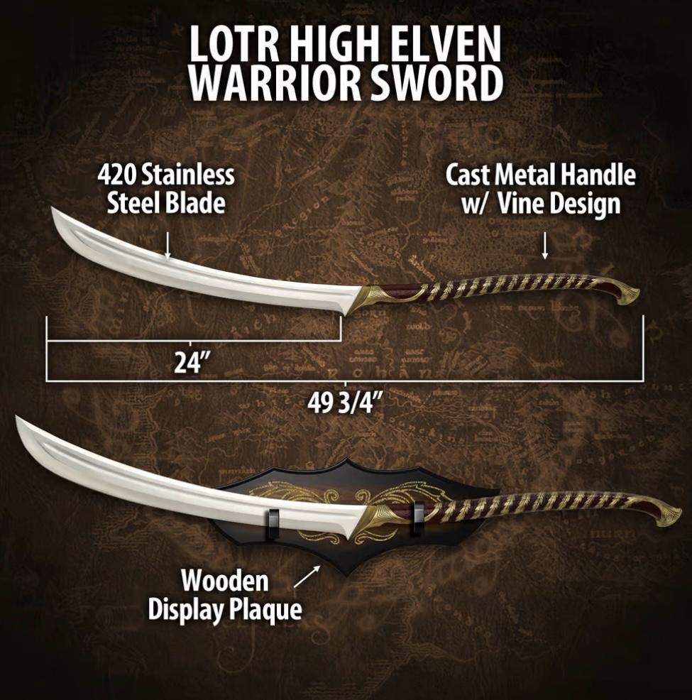 High Elven Warrior Sword | Exquisite Elven Blade | LOTR Steel Replica