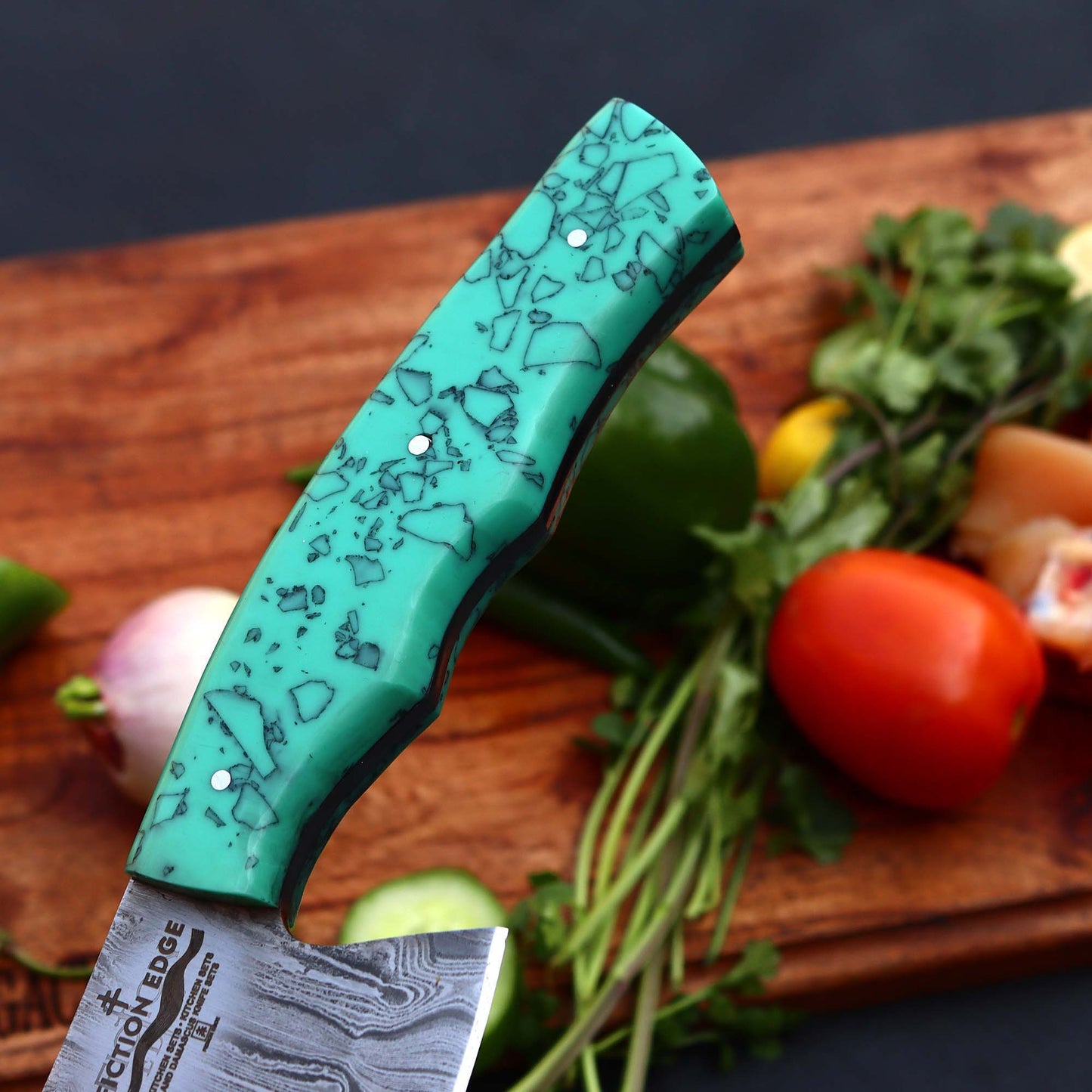 Damascus Steel Butcher Chopper | Precision & Power | Fiction Edge