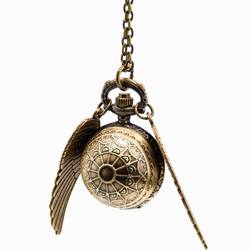 Fiction Edge | Harry Potter Snitch Pocket Watch Necklace | Retro Quidditch Ornament