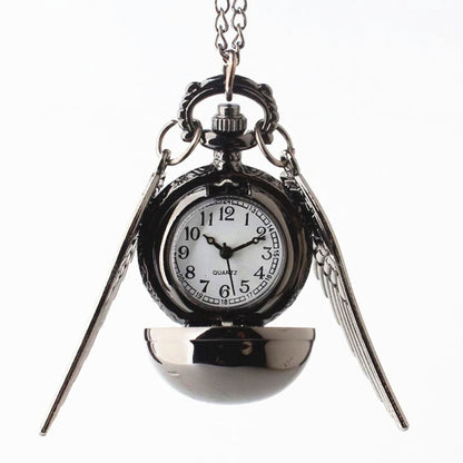Fiction Edge | Harry Potter Snitch Pocket Watch Necklace | Retro Quidditch Ornament