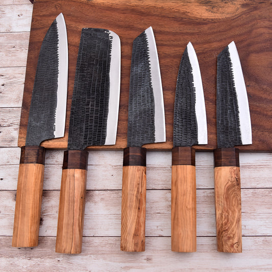 Elegant Pattern Chef Knife Set | 5-Piece Forged Steel | Fiction Edge