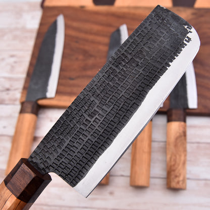 Elegant Pattern Chef Knife Set | 5-Piece Forged Steel | Fiction Edge