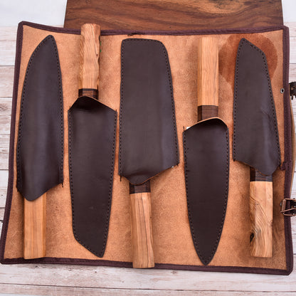 Elegant Pattern Chef Knife Set | 5-Piece Forged Steel | Fiction Edge