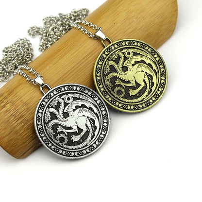 Fire and Blood House Targaryen Dragon Necklace A Song of Ice and Fire Metal Pendant Necklace for Women Men Fans Choker Jewelry