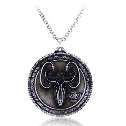 Fire and Blood House Targaryen Dragon Necklace A Song of Ice and Fire Metal Pendant Necklace for Women Men Fans Choker Jewelry